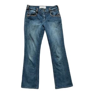 Industrial Cotton Y2K Mid Rise Boot Cut Embroidered Denim Jeans | 10